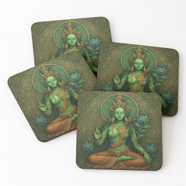 Item preview, Green and Gold Sacred Tara Mandala designed and sold by GuyBlank.