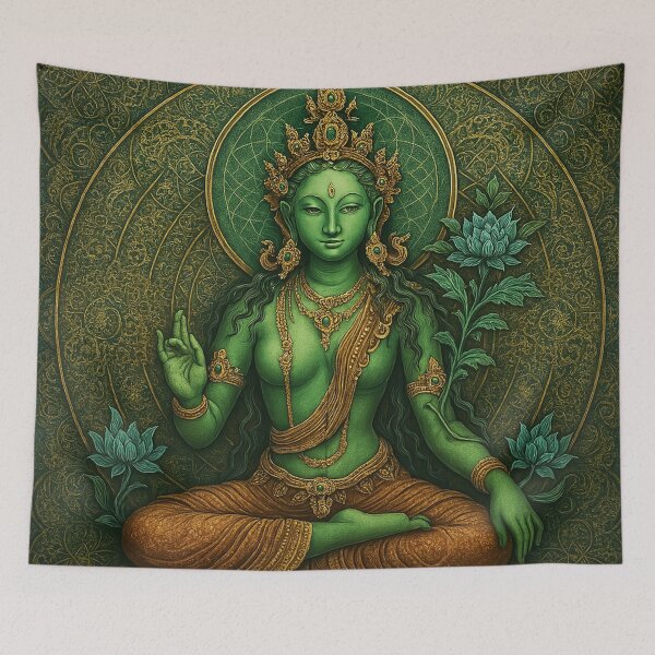 Item preview, Green and Gold Sacred Tara Mandala designed and sold by GuyBlank.