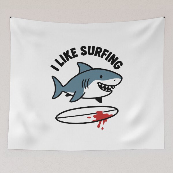 Item preview, I like surfing - funny shark joke designed and sold by TheHellSong.
