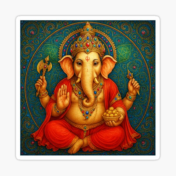 Item preview, Red and Blue Sacred Ganesha Mandala designed and sold by GuyBlank.