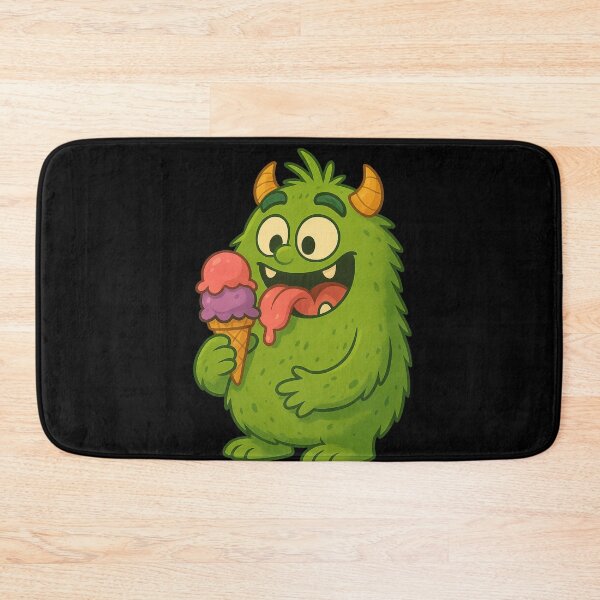 Item preview, funny green monster eating ice cream designed and sold by SilentStyle.