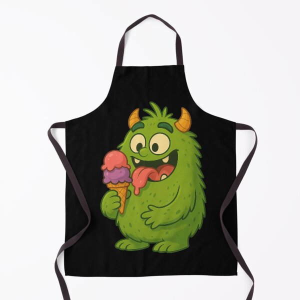 Item preview, funny green monster eating ice cream designed and sold by SilentStyle.