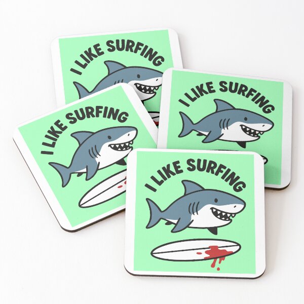 Item preview, I like surfing - funny shark with black humor designed and sold by TheHellSong.