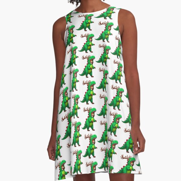 Item preview, Reindeer Wearing Dinosaur Costume Halloween Cosplay T-Rex designed and sold by Artistoos.