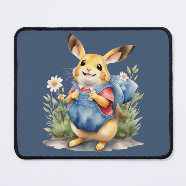 Item preview, Happy Pika in Overalls – Watercolor Clipart for Whimsical Projects designed and sold by CharmingGarden.