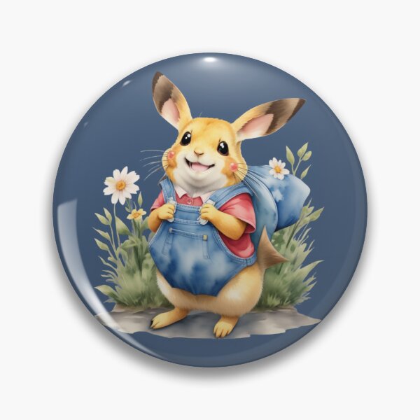 Item preview, Happy Pika in Overalls – Watercolor Clipart for Whimsical Projects designed and sold by CharmingGarden.