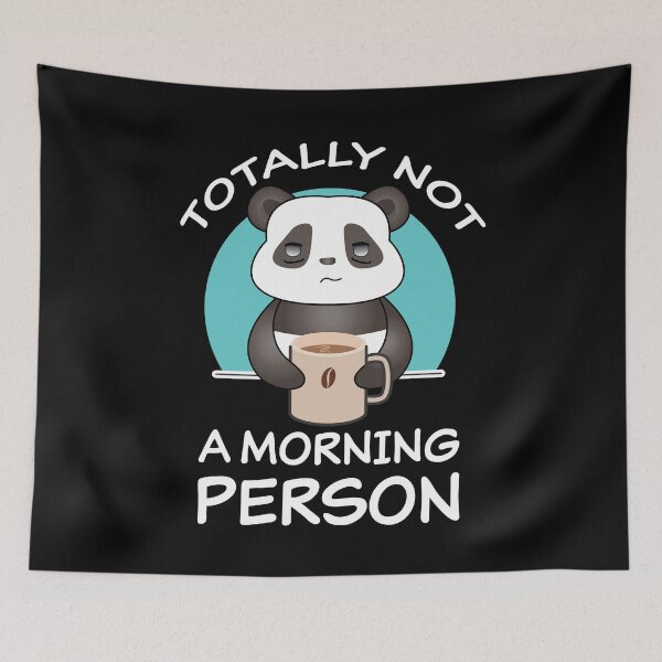 Item preview, Totally not a morning person cute kawaii panda bear with coffee mug designed and sold by Shiraufa.