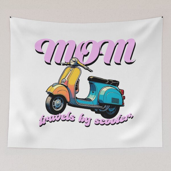 Item preview, BEAUTIFUL MOM RIDES BY SCOOTER sticker, retro comic design. designed and sold by UrbanTRIP.