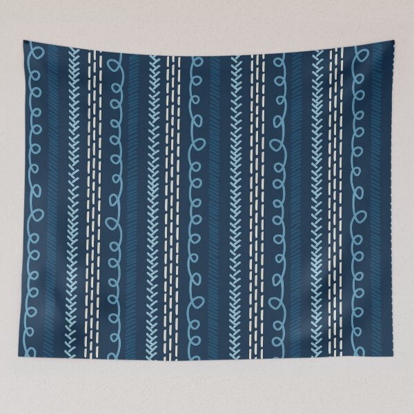 Item preview, Copy of Textured Doodle Stripes - Swirl Dash Herringbone - Shades of Blue designed and sold by GenAumonier.