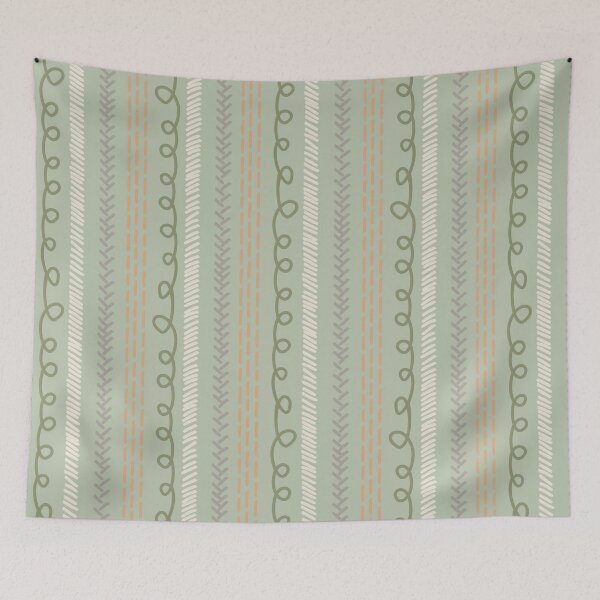 Item preview, Copy of Textured Doodle Stripes - Swirl Dash Herringbone  - Soft Sage Green designed and sold by GenAumonier.