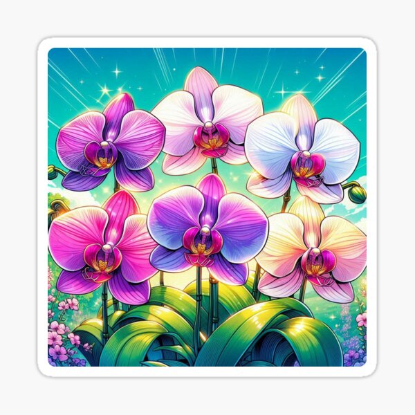 Item preview, Vibrant Comic Style Orchid Flower Illustration – Bold AI Art for Clothing & Accessories, Perfect for Nature Lovers designed and sold by knalpot-design.