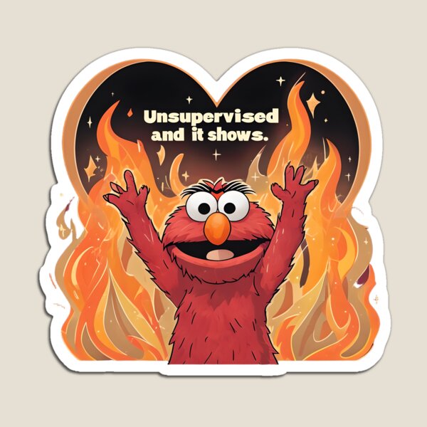Aperçu de l'œuvre Elmo en feu – Sans surveillance et ça se voit créée et vendue par THETEEHEEPARTY.