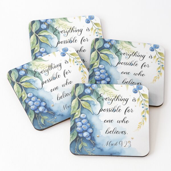 Item preview, Mark 9:23  Beautiful Watercolor Blueberry Plant Vine designed and sold by Our Bible Journey.