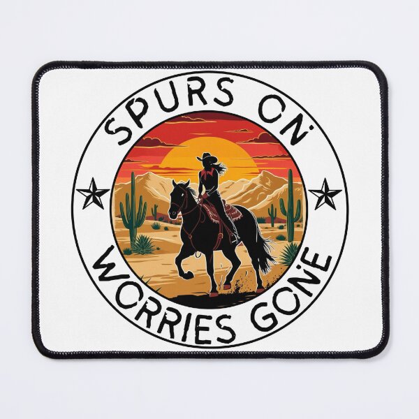 Item preview, Spurs On, Worries Gone - Cowgirl Desert Sunset designed and sold by Stolor.