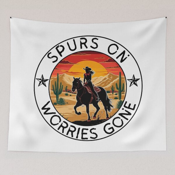 Item preview, Spurs On, Worries Gone - Cowgirl Desert Sunset designed and sold by Stolor.