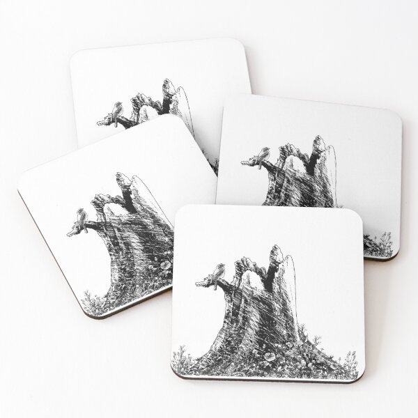 Item preview, black and white sketch of a trunk with bird and flowers designed and sold by Szkicerka.