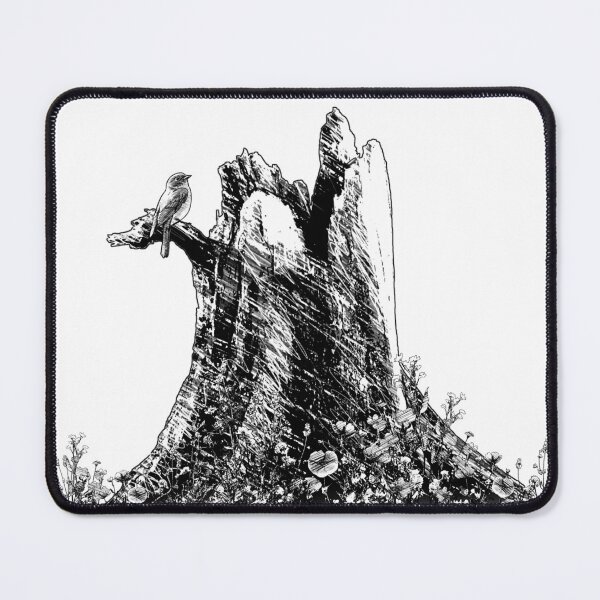 Item preview, black and white sketch of a trunk with bird and flowers designed and sold by Szkicerka.