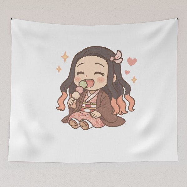 Item preview, Nezuko Snack Time – Cute Chibi Nezuko Eating Dango designed and sold by ColorSplash123.