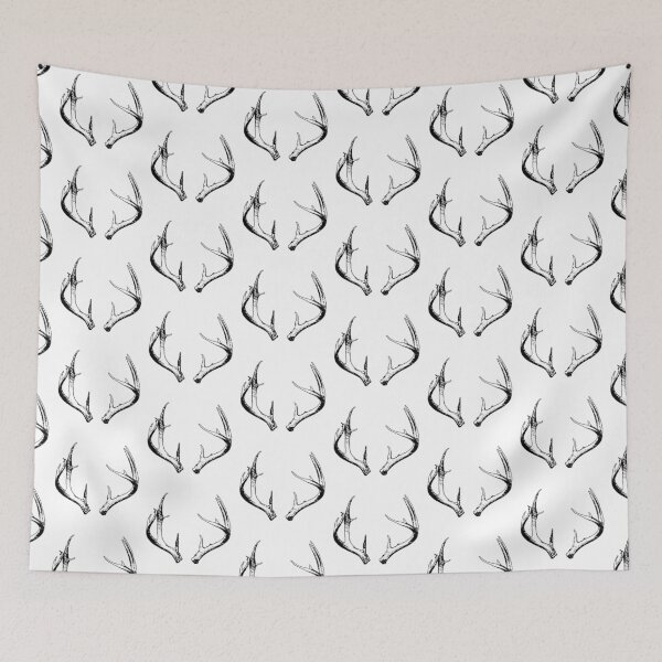 Item preview, Black and white sketch of deer antlers designed and sold by Szkicerka.
