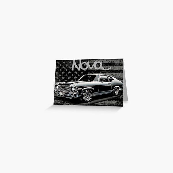 Aperçu de l'œuvre Chevy Nova Muscle Car 1972 : art du drapeau américain créée et vendue par TheArtOfCar.