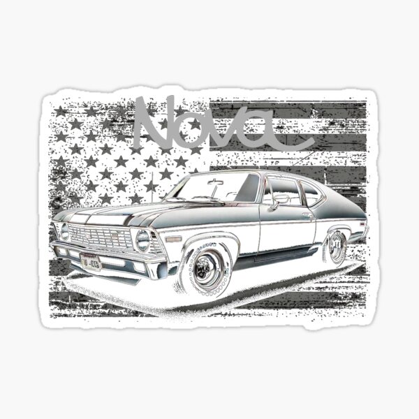 Item preview, 1972 Chevy Nova Muscle Car American Flag Art designed and sold by TheArtOfCar.