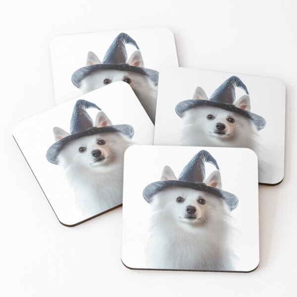 Item preview, American Eskimo Dog Wearing Halloween Witch Hat designed and sold by LazyOwlStore.