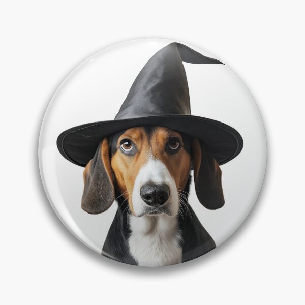 Item preview, American Foxhound Dog Wearing Halloween Witch Hat designed and sold by LazyOwlStore.