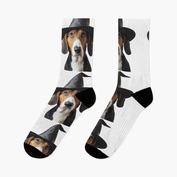 Item preview, American Foxhound Dog Wearing Halloween Witch Hat designed and sold by LazyOwlStore.
