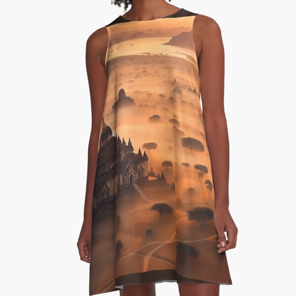 Item preview, Mystical Bagan Sunrise: Hot Air Balloon Over Ancient Temples Art Print designed and sold by Naomi Gutierrez Parrish.