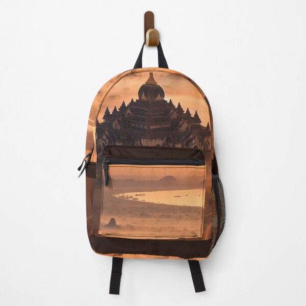 Item preview, Mystical Bagan Sunrise: Hot Air Balloon Over Ancient Temples Art Print designed and sold by Naomi Gutierrez Parrish.