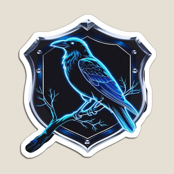 Item preview, Neon Ravencrest  Sigil – Glowing Blue Magic Crest | Futuristic Raven Crest Claw Fantasy Sticker designed and sold by LifeShaperTone.