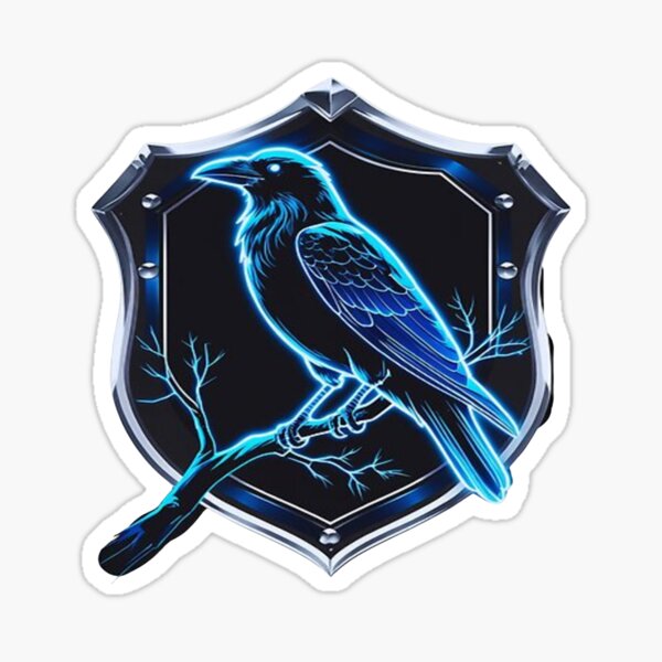 Item preview, Neon Ravencrest  Sigil – Glowing Blue Magic Crest | Futuristic Raven Crest Claw Fantasy Sticker designed and sold by LifeShaperTone.