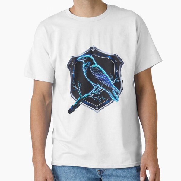 Item preview, Neon Ravencrest  Sigil – Glowing Blue Magic Crest | Futuristic Raven Crest Claw Fantasy Sticker designed and sold by LifeShaperTone.
