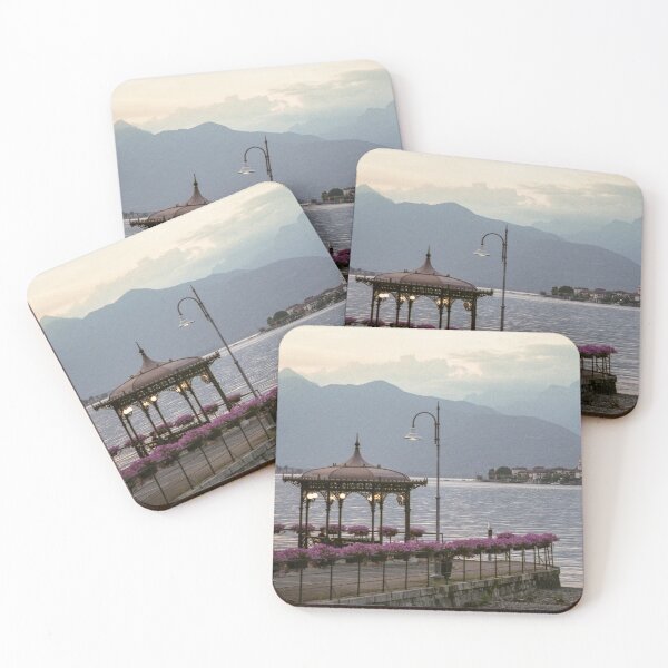 Item preview, Panoramic view of the banks of Lake Maggiore at Sunset, Stresa, Piedmont, Italy designed and sold by SoulEchoesPhoto.