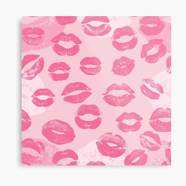 Pink Lipstick Kisses Print Metal Print For Sale By Newburyboutique