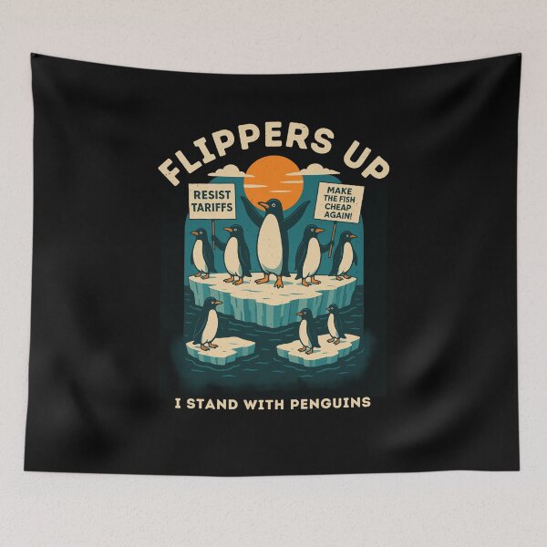 Item preview, Funny Resist Penguins Protest Against Tariffs designed and sold by Run to Creations.