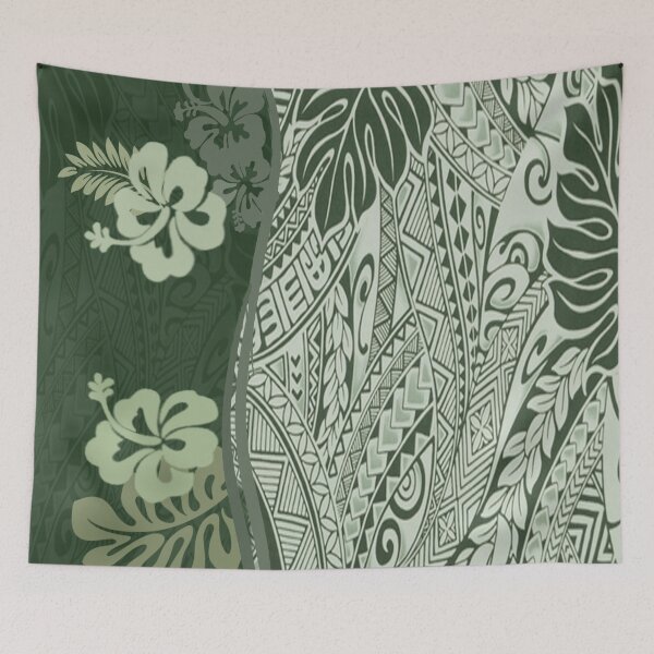 Item preview, Hawaiian Green Tropical Tapa Print designed and sold by J Marielle Designs.