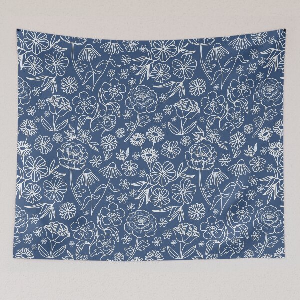 Item preview, Floral Geometric Outlines on Navy designed and sold by Lindsay Marie Patterns.