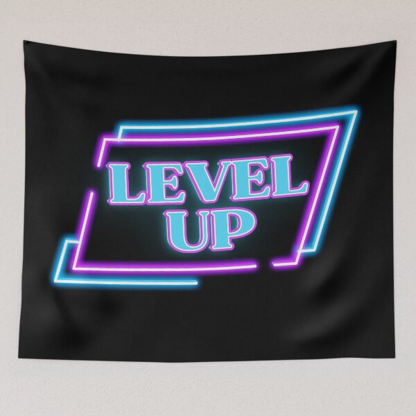 Item preview, Growth Mindset Wall Art | Level Up | Neon Gaming Office Gift designed and sold by TextMuse.