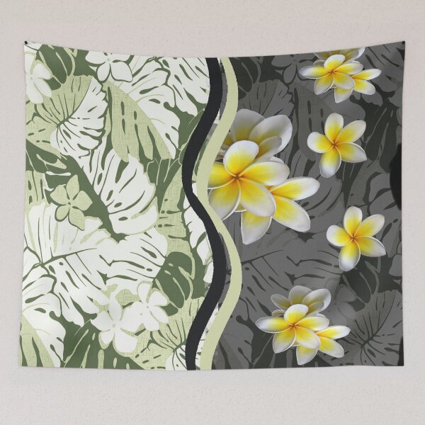 Item preview, Contemporary Hawaiian Tapa with Plumeria designed and sold by J Marielle Designs.