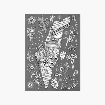 Palestine Map Decorative Elements Pattern Art Board Print