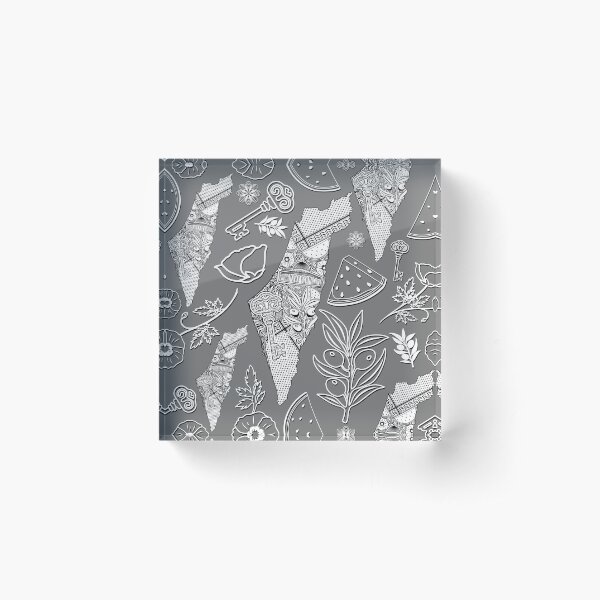 Palestine Map Decorative Elements Pattern Acrylic Block