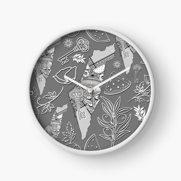 Palestine Map Decorative Elements Pattern Clock