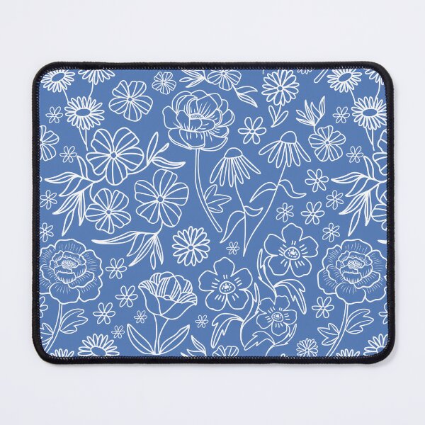 Item preview, Floral Geometric Outlines on Blue designed and sold by Lindsay Marie Patterns.