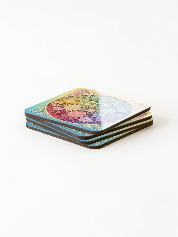 Thumbnail 4 of 5, Coasters (Set of 4), Abstract Spring Flowers designed and sold by Intriguing Designs.