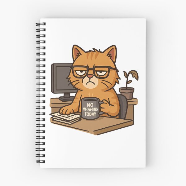 Item preview, Gato Gruñón de Oficina – Diseño de Caricatura: Hoy No Maúlla designed and sold by Emanova9.