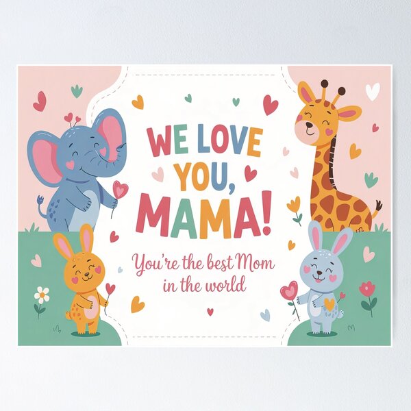 Item preview, Fun Colorful We Love You Mama Art	 designed and sold by Angelsartsandpattern.