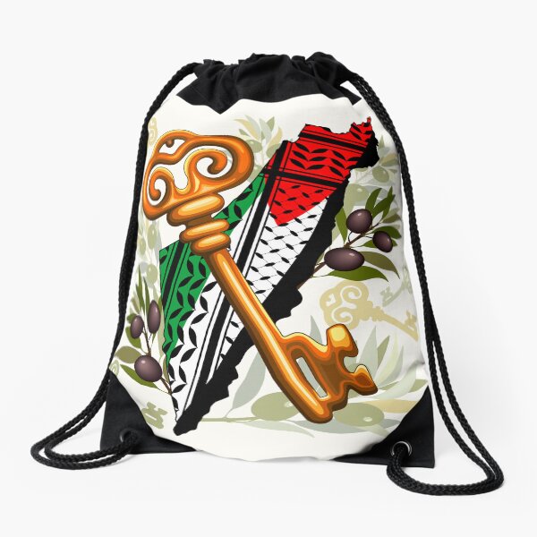 Palestinian Key Symbol of the Right of Return Drawstring Bag