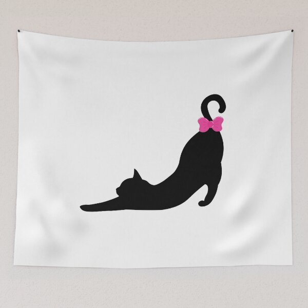 Item preview, cartoon bowknot black cat stretching sticker designed and sold by shmugytopy.