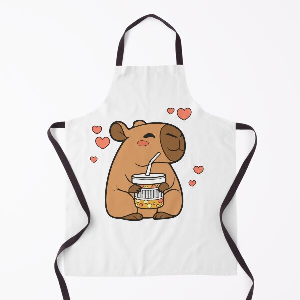 Item preview, Kawaii Capybara Drinking with Hearts designed and sold by Polarisofficial.